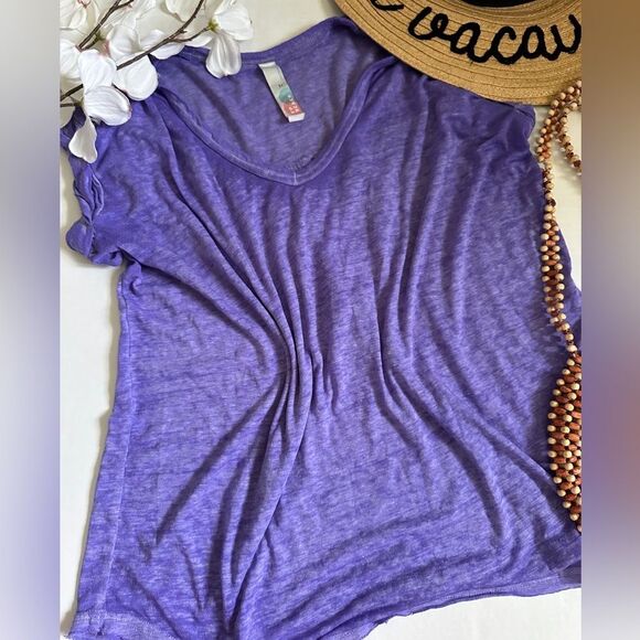 Free People Beach Oversized Purple Keep Me Burnout Tee - Picture 4 of 10